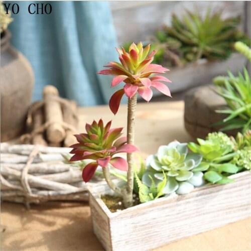 YO CHO 1PC 2 Heads Artificial Plants Succulent Lotus Flowers Fake Plants Eco-friendly For Garden Home Bar Hotel Decoration DIY