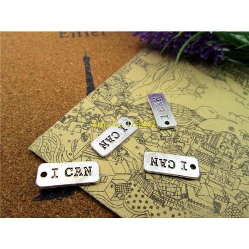 12pcs i can Charms Antiqued Silver Tone i can message charm pendants 20x8mm