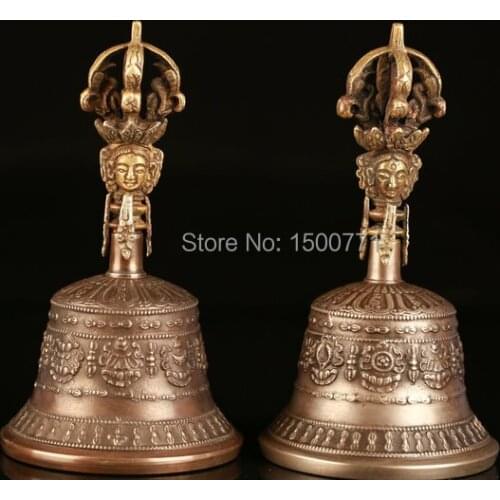 170mm Tibetan Buddhism in Nepal handmade copper supplies wholesale bronze bells ringing Jiang Mochu Vajra Pestle\600g