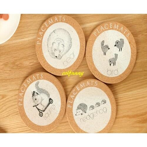 300pcs/lot 17cm Drink Cork Placemats Round Tea Coffee Coasters Hot Wine Tablemats Cup Mat Pad insulation cushion