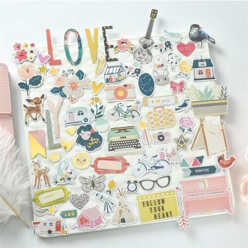 60pc Follow Your Heart Cardstock Die Cuts for Scrapbooking Happy Planner/Card Making/Journaling Project