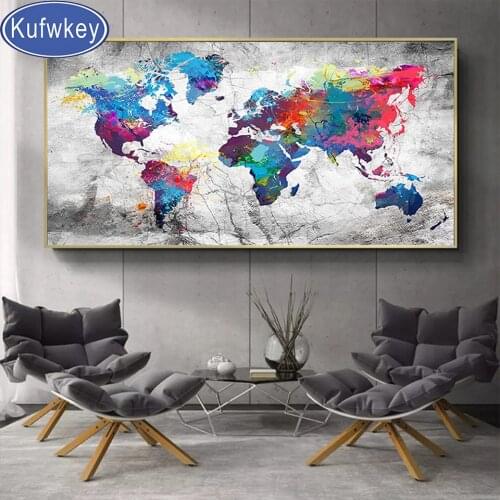 100x50cm World Map Diamond Painting Full Square/Round 5d Diy Diamond Embroidery Mosaic Map Set Office Wall Decorations