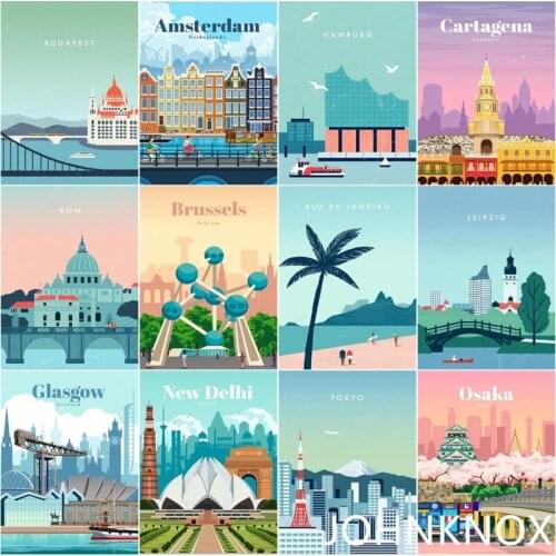 Diamond Painting Cartoon City Scenery 5D Diy Diamond Embroidery Full Round& Square Drill Diamond Mosaic Cross Stitch Home Decor