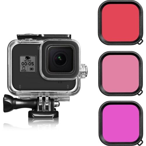 Housing Case for Gopro Hero 8 Black Protective Case Waterproof Shell for GoPro 8 Action Camera Red Filter Accessories kit
