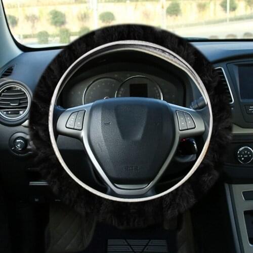 Steering Wheel Cover Black Warm Plush Wool Fuzzy Soft Super Thick Steering Wheel Protector Decoration car Accessories