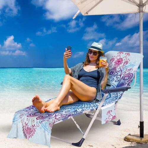 Lounger Chair Cover knitting Comfortable Soft pillow case Sunbathing geometric print Cushion beach Towel Beach Recliner cover