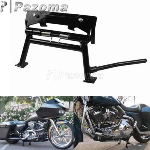 Black Motorbike Adjustable Center Stand Service Holder for Harley Ultra Classic Road Electra Glide Road King FLHT FLTR 1980-2008
