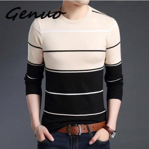 Genuo Casual O-Neck Pull Homme Cotton Sweater Men Clothes 2020 Autumn Winter Soft Wool Pullover Men Long Sleeve Knitwear