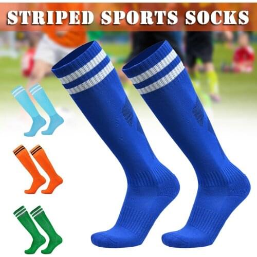 Unisex Knee High Double Stripes Athletic Soccer Football Tube Socks Non-Slip for Adults&Children TT@88