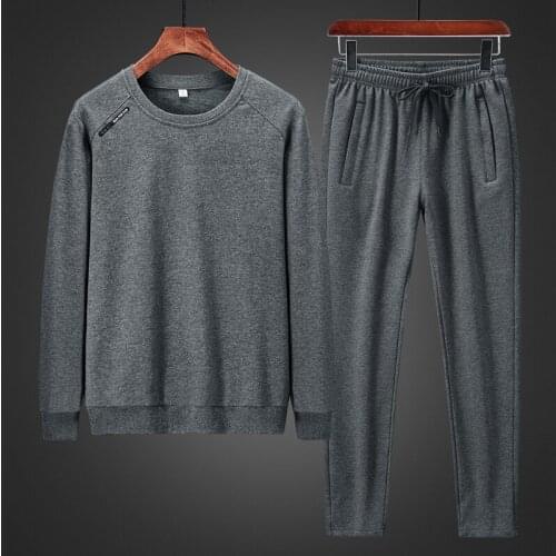 Autumn Men Tracksuit Streetwear Casual Mens Set 8XL Hoodies Sportswear Mens Soild Color Two Pieces Set Hoodie+Pants Sports Suit