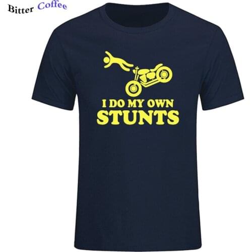 Hot Sale Funny Mens T-Shirt Stuntman Fly Off Motorcycle Print T Shirt Men Cotton Short Sleeve Tshirt Streetwear Fitness T-Shirt