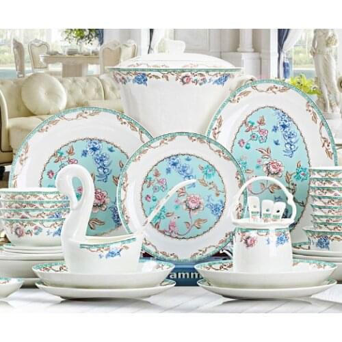 2021 Fashion Dishes Plate Bowl Bone Porcelain Home Tableware Combination Porcelain Dishes Set Chinese Dishes Dinnerware Sets