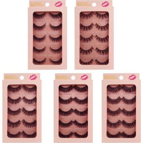 Fashion 3D false eyelashes Natural 3D Eyelashes 1cm-1.5cm Mink Lashes~5 Pairs