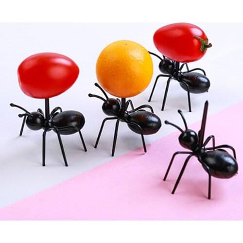 Ants For Canape Mini Ant Fruit Cutlery Plastic Cake Dessert Forks Food Pick Tableware Party Decoration Bento Accessories 12pcs