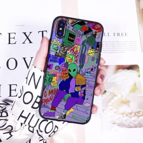 Soft Phone Case Silicone For iPhone 6 S 6S 7 8 X XR XS Max UFO Cartoon Alien Star Cool Back Cover For iPhone 8 7 6S 6 S Plus