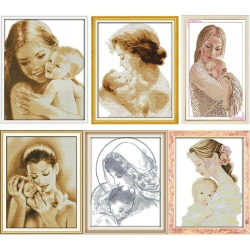 Joy Sunday Counted Cross Stitch Kit Mom & Sons Deep Love Patterns Canvas Printed 11CT 14CT Stamped Fabric Needlework Embroidery