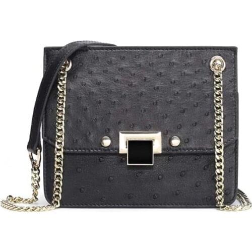 Dae new South African ostrich skin bag for women is a stylish cross-body bag with a one-shoulder bag lady women chain bag