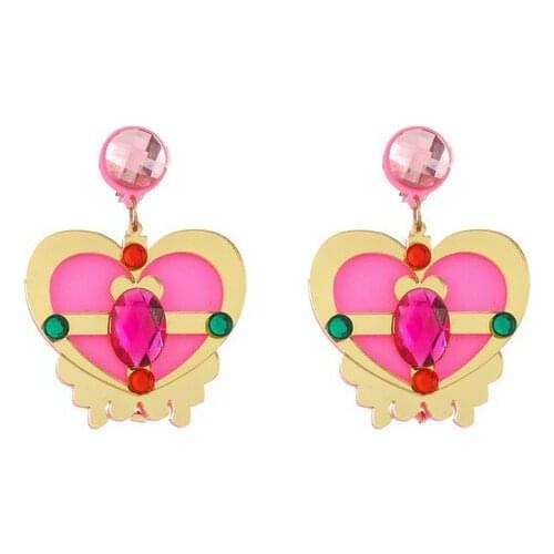 2021 New Sweet Acrylic Long Heart Earring Cute Star Moon Colorful Love Magic Big Coloful Hot Pink Earrings for Women Jewelry