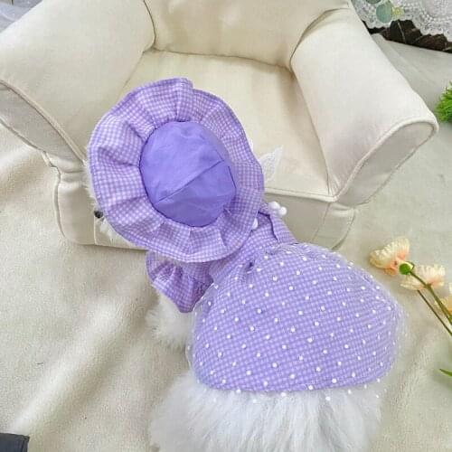 Small Dog Dress + Hat Cat Chihuahua Puppy Small Dog Skirt Princess Costume Summer Pet Clothing Apparel Outfit Garment Dropship