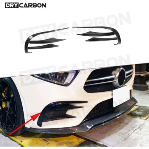 Carbon Fiber/FRP Car Front Bumper Fog Lamp Covers Trim for Mercedes Benz CLS Class C257 CLS260 300 350 2019UP Front Canards Fins