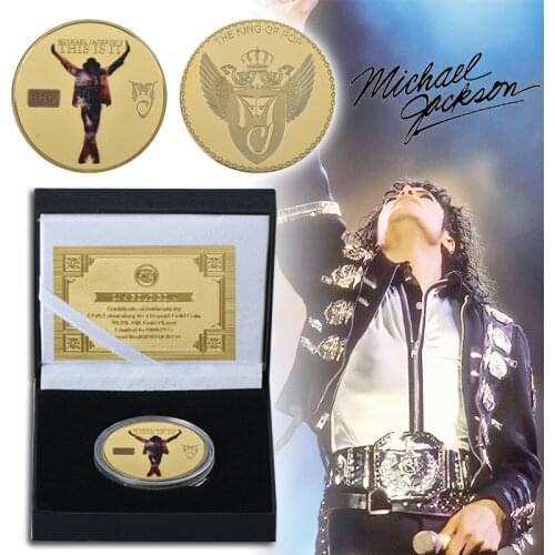 WR Michael Jackson Gold Plated Commemorative Coin United States Pop Singer Gold Coins Collectibles for New Year Gift