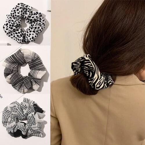 Vintage Women Print Elastic Hairbands Stripe Hair Scrunchies Rubber Bands Ties Hair Accessories Ponytail Holder Bow Headbands