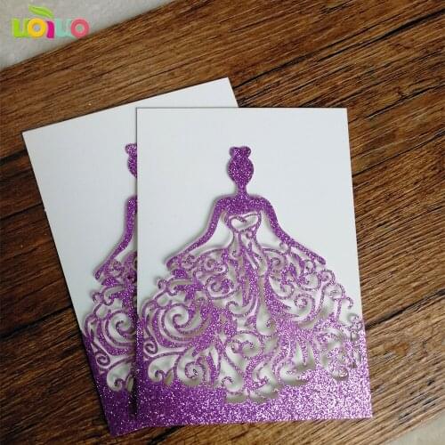 Luxury purple wedding invitations delicate design new glitter paper girls 16 birthday invitation card wedding card
