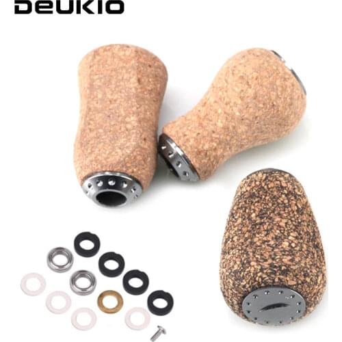 DEUKIO DIY Wood Cork Handle Knobs Dia 7mm Fishing Reel Handle Knob for Spinning Wheel Baitcasting Component Replacement Parts