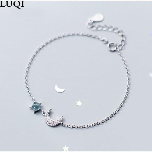 S925 silver exquisite zircon moon synthetic blue glaze stone bracelet for girlfriend and best friend anniversary gift7884789