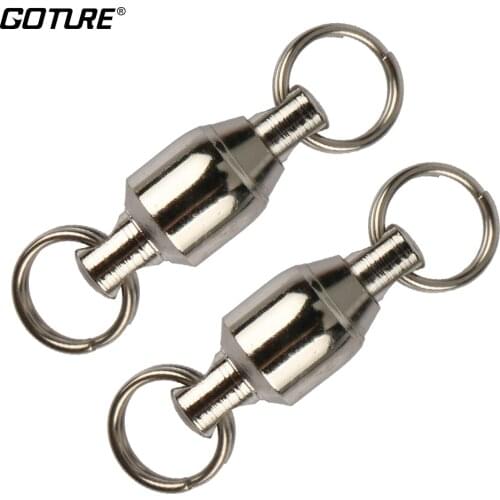 Goture 200pcs/lot Ball Bearing Swivels with Double Circle Solid Rings Fishing Connector Hook Terminal Accessories Size 2# 4# 6