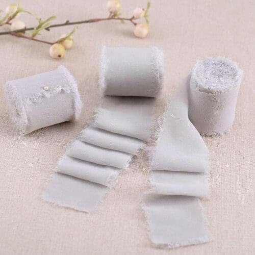 Handmade Fringe Chiffon Ribbon for Wedding Invitations, Bouquets, Gift Wrapping 5cm * 6.5m (3pcs)