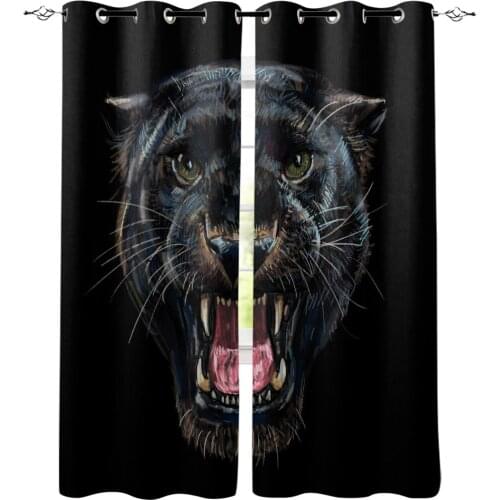 Animal Black Panther Window Interior Curtain Valance Door Room Drape for Kitchen Living Room Bedroom Decoration Curtains