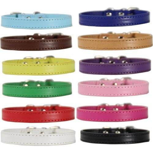 Solid Color Dog Collar PU leather Safety Adjustable Dog leash Pet Collar for Small Medium Large Dogs Pug Dog Accessories