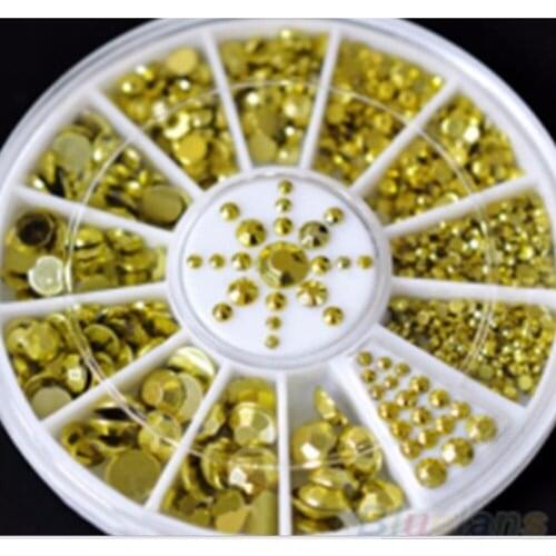 1Box Golden Acrylic Rhinestone For Needlework FlatBack Cabochon Scrapbook Decoration Craft DIY Embellishments Accessories