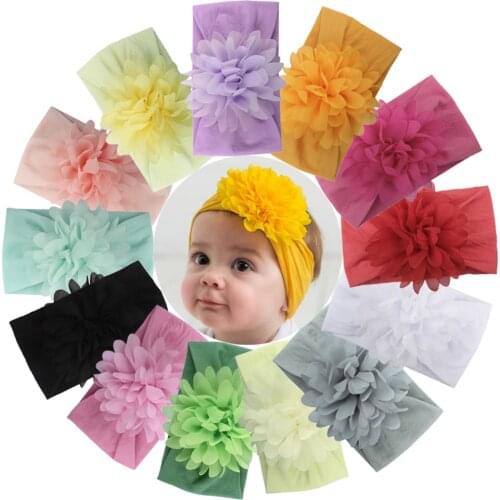 Super soft nylon jewelry creative chiffon flower headband baby hair accessories cute princess hair band