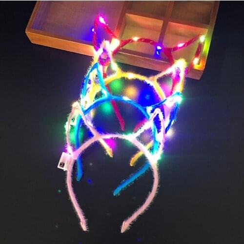 Luminous LED Devil Horn Headband Headwear For Adult Girls Women Children Flash Gifts Toys Festival Costume Party Concert