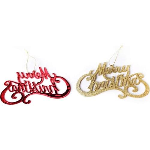 Christmas tree decoration supplies, Christmas letter pendant, golden glitter and red plastic letter pendant, holiday