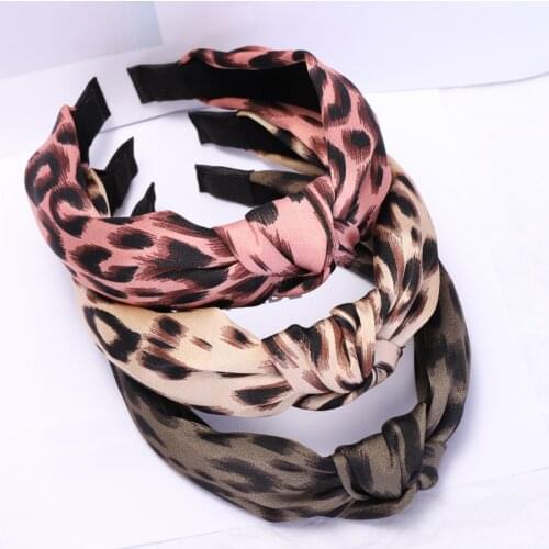 Vintage Bohemian Color Leopard Satin Knotted Hairband Pattern Knot Headband customized Hair Accessories