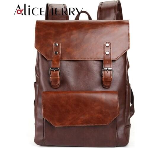 Vintage Leather College Style School Backpack Men Women Travel Business Laptop Leisure Bags
