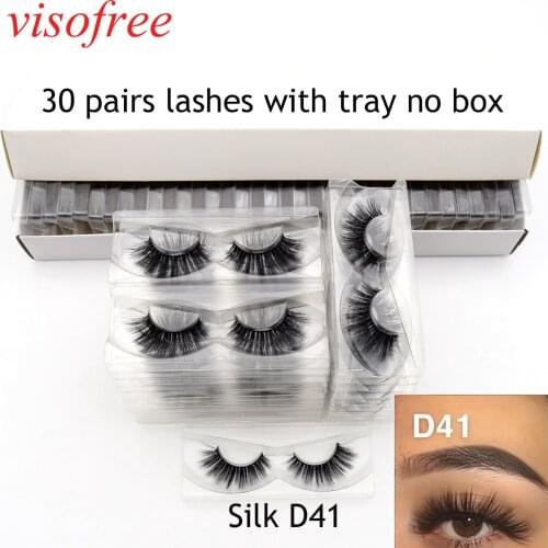 Visofree 30 Pairs/lot 3D Silk Eyelashes Hand Made Full Strip Lashes Silk individual strip thick lashes false eyelashes Silk-D41