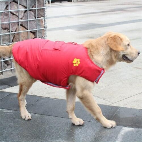 Water Resistant Big Dog Coat Poncho Large Pet Jacket Warm Winter Double Wear Ski Suit Outdoor Clothes Outfits For Puppy Dog
