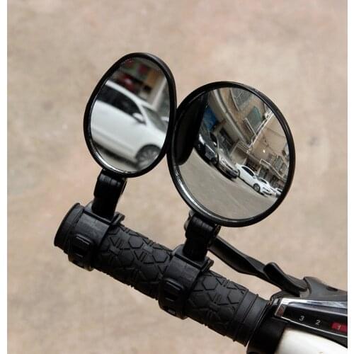 Bicycle Motorcycle Auxiliary Rearview Mirror Adjustable Handlebar Mount 360 Rotation Round Ellipse Mirror Safety Riding