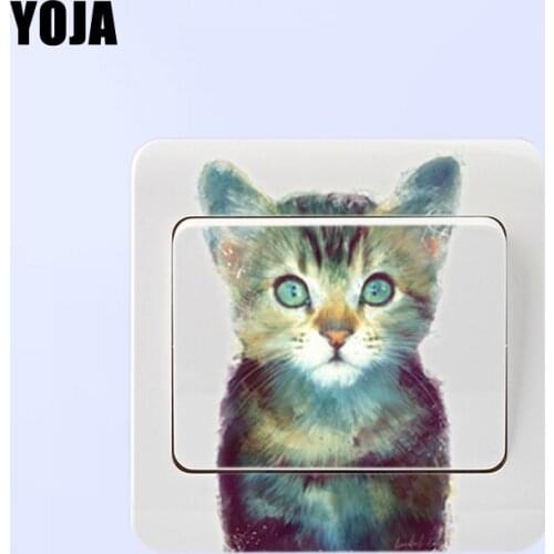 YOJA Watercolor Lovely Cat Wall Sticker Colored Switch Living Kids Room Decor 8SS0122