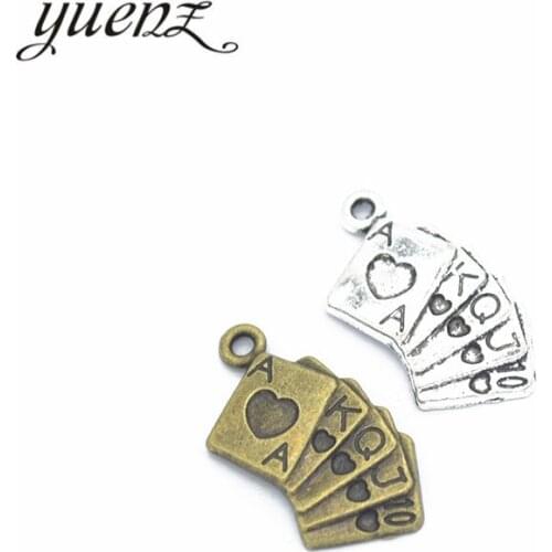 YuenZ 10pcs Antique silver Plated Zinc Alloy Necklaces Pendants Jewelry poker Charms Diy Handmade Jewelry Findings 25*13mm J227
