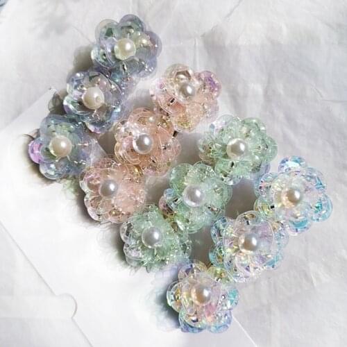 50pcs/lot DIY Simple Multi Girls Crystal Pearl Hair Duck Clips Barrettes Flowers Hairpins Hair Styling Tools Accessories HA1375