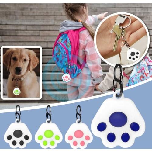 For Airtags Tracking Locator Silicone Protective Sleeve Footprints Dog Paw Prints Anti-lost Device Keychain Protective Cover