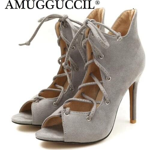 Plus Big Size 32-46 Black Blue Gray Lace Up Fashion Sexy High Heel Spring Girl Females Lady Shoes Women Pumps D1203