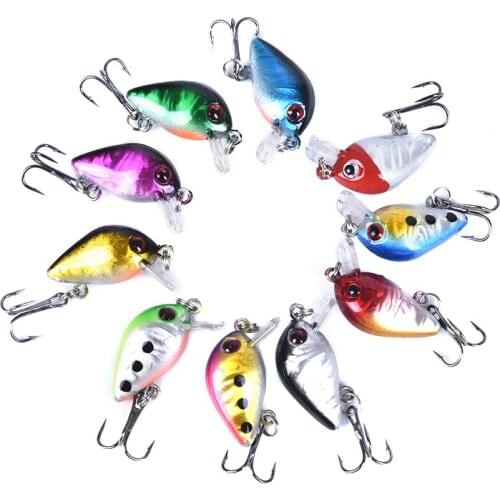 10pcs Plastic Hard Baits Wobblers Crankbaits For Fishing Topwater Artificial 3cm 1.6g Mini Crank Fishing Lures Lifelike