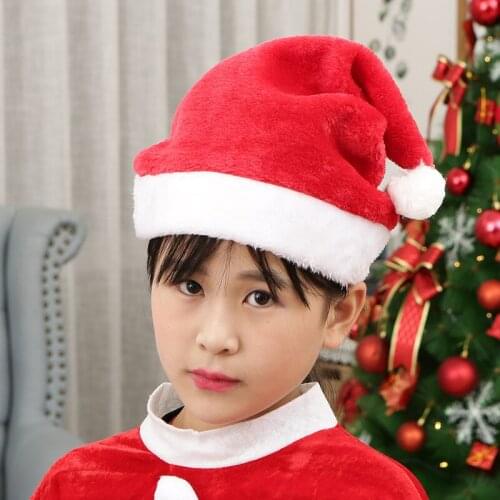 2021 New Year Thick Plush Christmas Hat Kids Christmas Decorations For Home Santa Claus Gift Warm Winter