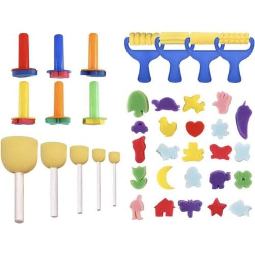 39pcs/set Creative Sponge Brushes Funny Drawing Toys Children Diy Foam Painting Graffiti Brush Painting Supplies Art Set Crafts